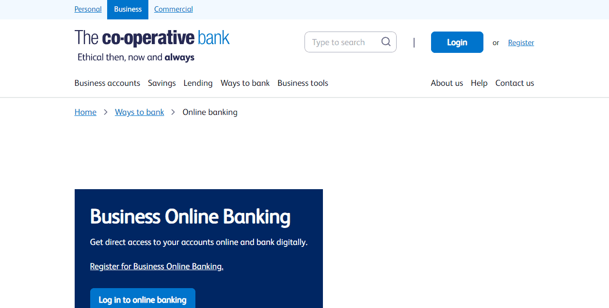 Co-operative Bank website